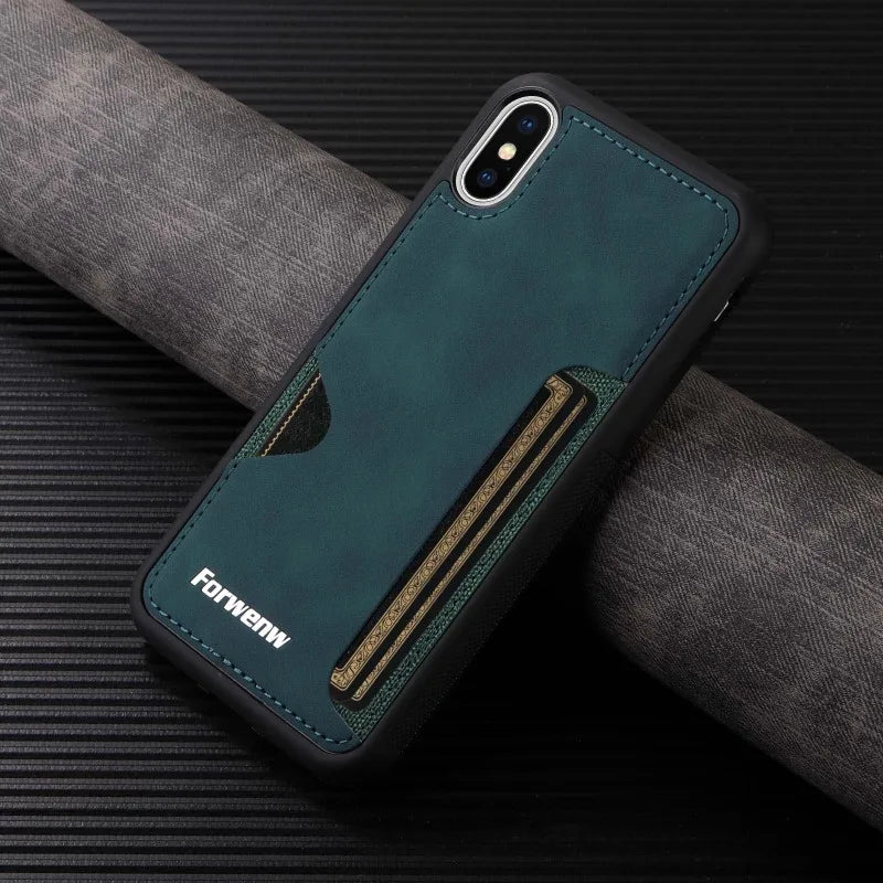Luxury Leather Case for iPhone with Card Holder Slot, Soft Leather, All Around Protection Phone Case