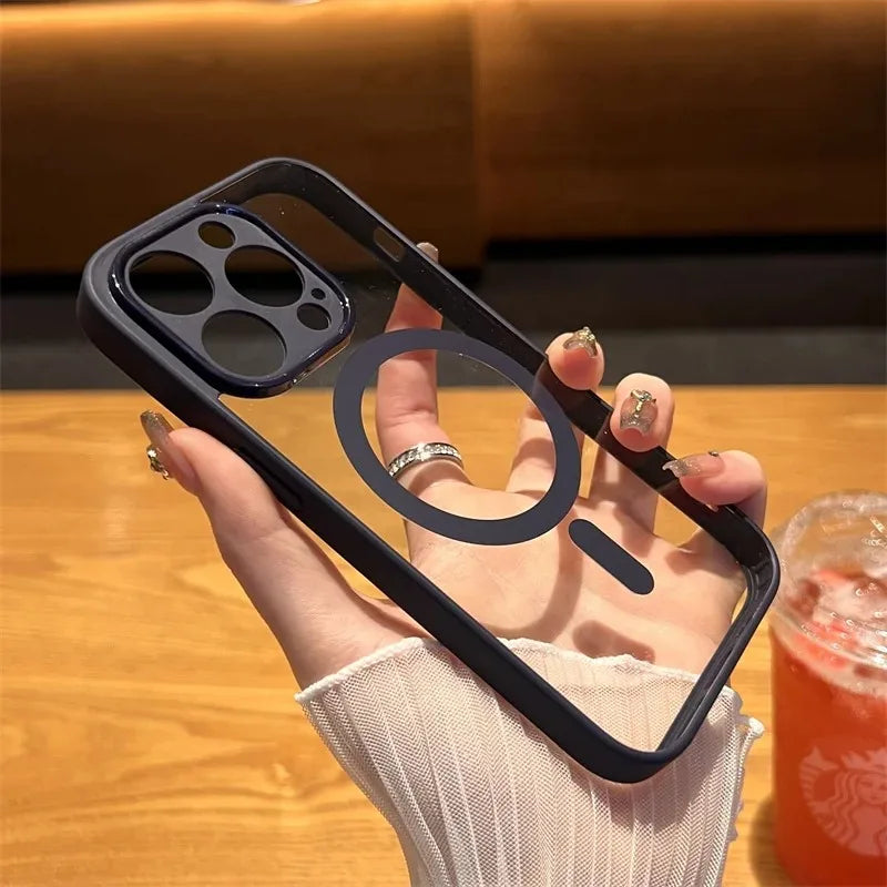 Luxury Silicone Case for iPhone, Wireless And Magnetic Charge Case, Camera Protection, Transparent Design