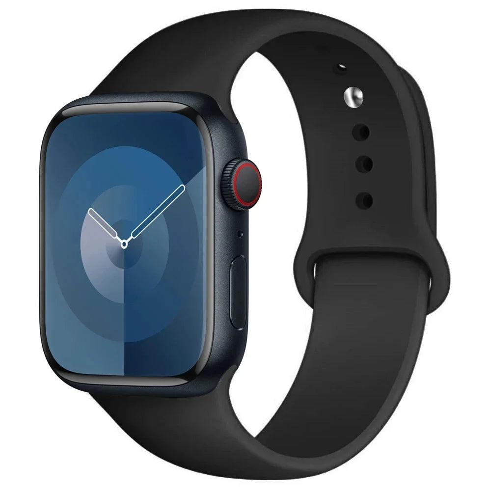 High Quality Silicone Strap For Apple Watch, 44mm 45mm 40mm 41mm 42-38mm 45 mm and series 8 7 6 5 4 3 SE 9 Ultra 2 49mm