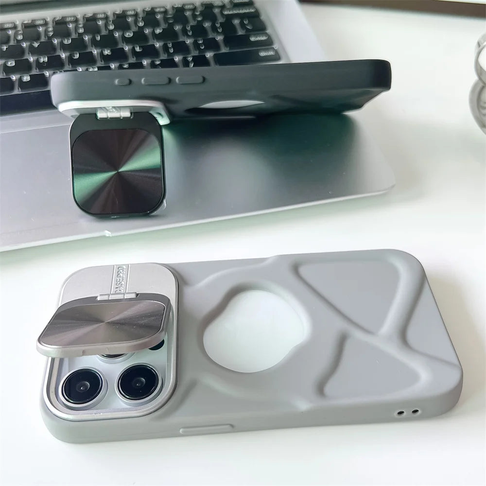 Premium Silicone Case, Magnetic Case with Camera Lens Protection Stand, MagSafe Charging and Unique Design