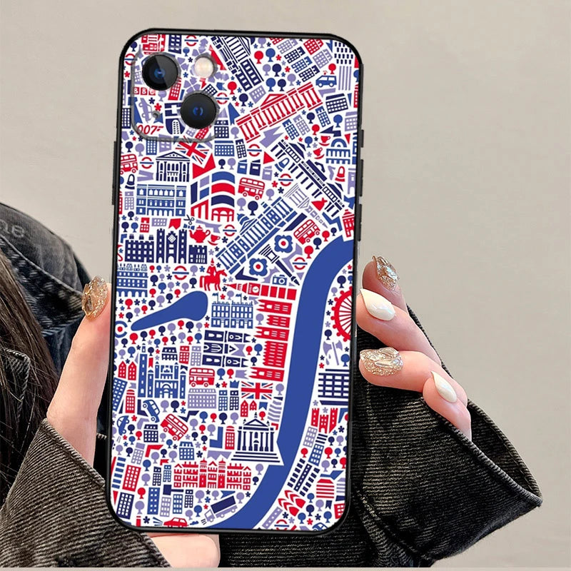 High Quality London and Great Britain Flag Image Cover Case For iPhone, Premium Silicone Material, Camera Protection and Anti-Fingerprint Case
