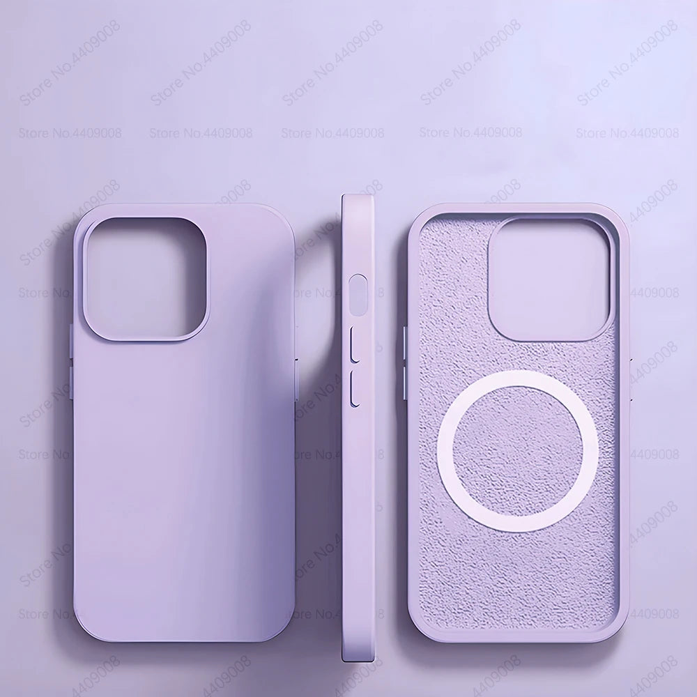 Premium Silicone iPhone Case with Wireless Charging and Magnetic Case for MagSafe, Soft Cover Phone Case, Shockproof Resistant.