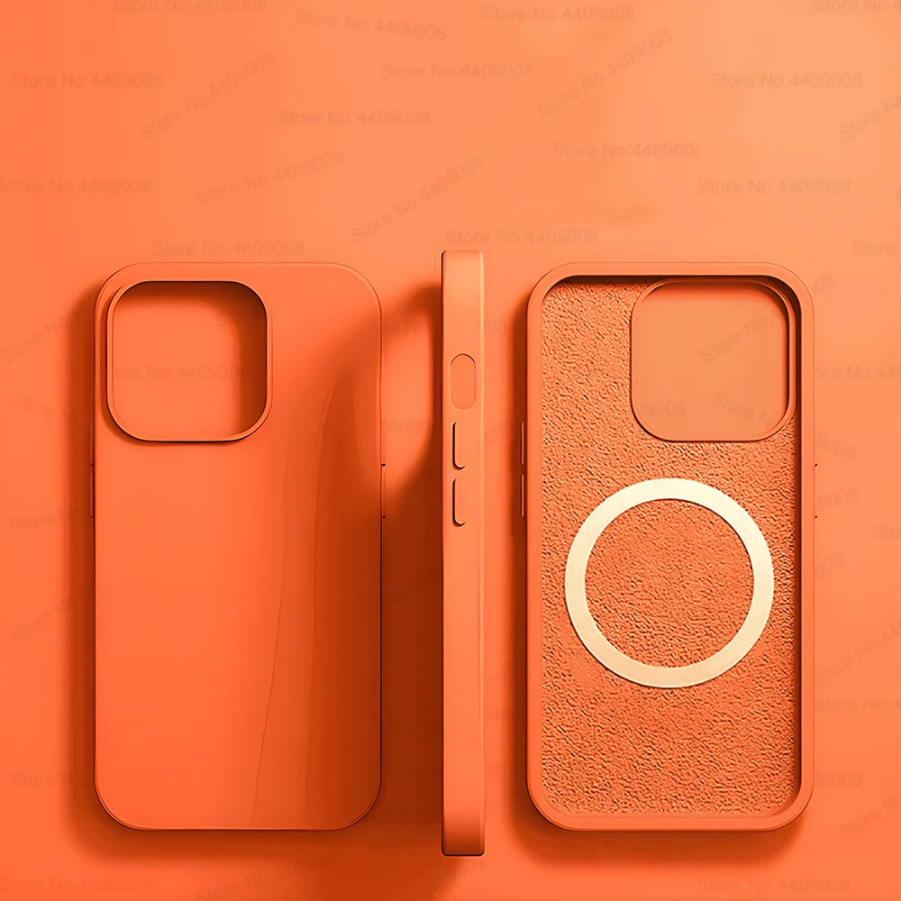 Premium Silicone iPhone Case with Wireless Charging and Magnetic Case for MagSafe, Soft Cover Phone Case, Shockproof Resistant.
