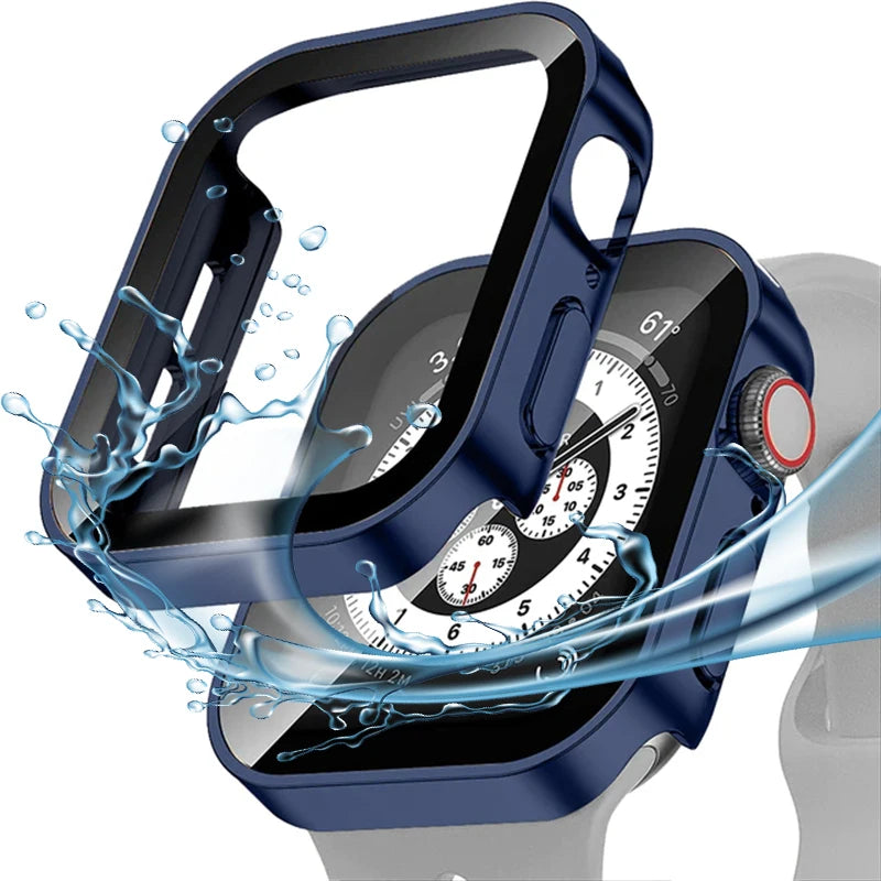 High Quality Glass and Case for Apple Watch 45mm 41mm 44mm 40mm, All Around Screen Protector, Waterproof Material, Series 4 5 SE 6 7 8.