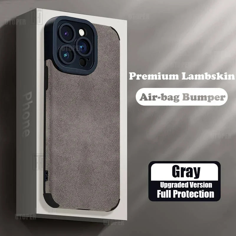 Premium Lambskin Leather iPhone Case, Shockproof Resistant Phone Case For iPhone, All Around Protection Phone Case