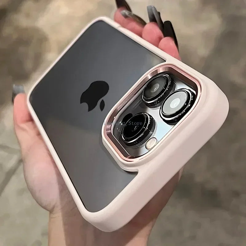 High Quality Transparent Silicone Phone Case for iPhone, Metal Frame Case, Shockproof Bumper Cover