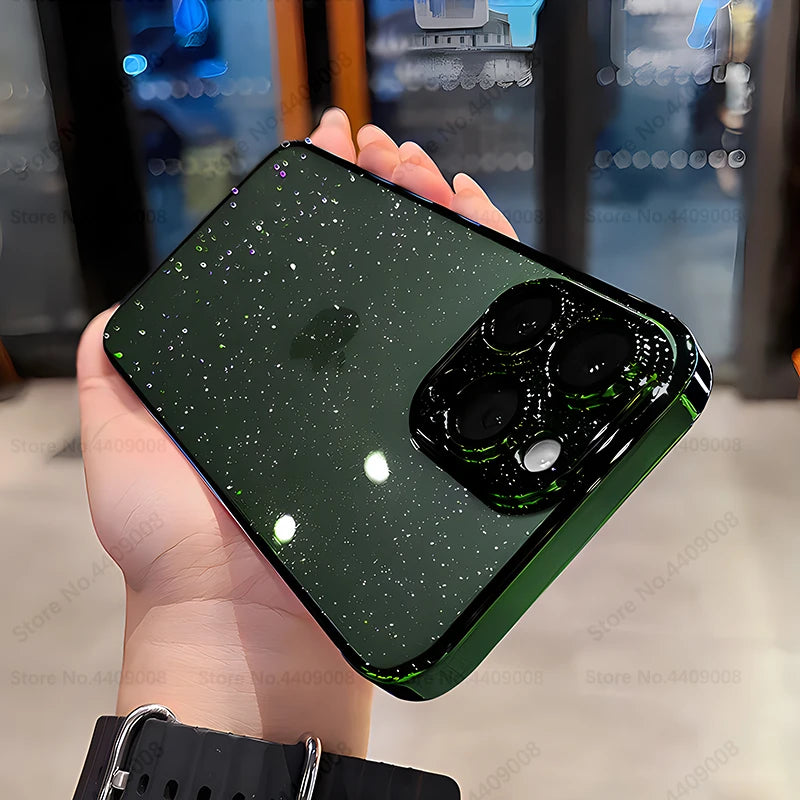 Luxury Clear Electroplated Glitter Cases For iPhone, Transparent Case, Shock-proof Protection