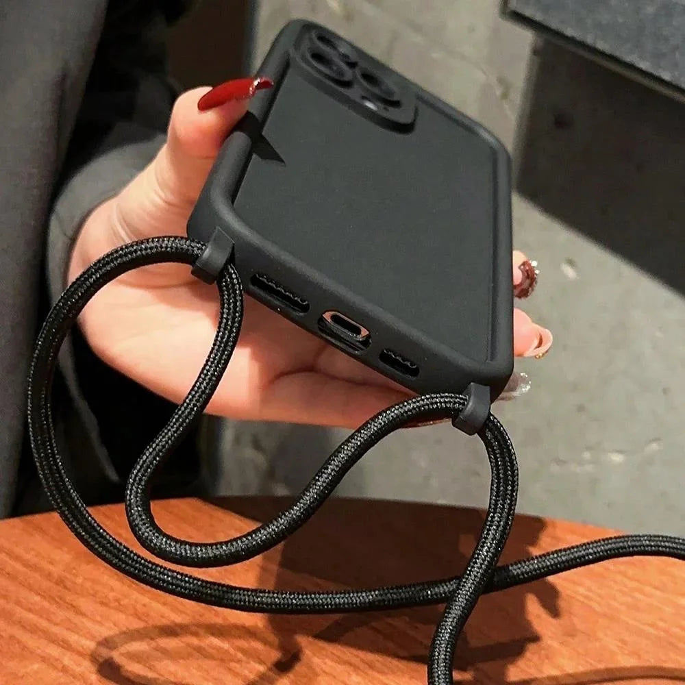 High Quality iPhone Case with Crossbody Adjustable Strap, Premium Silicone Case