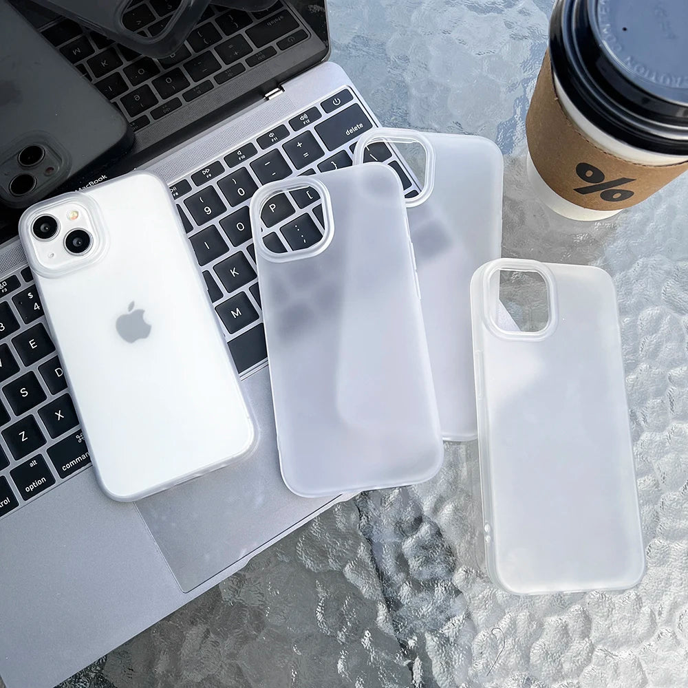 High Quality Soft TPU Matte Phone Case for iPhone, Transparent Material, Shock-proof Resistant Phone Case