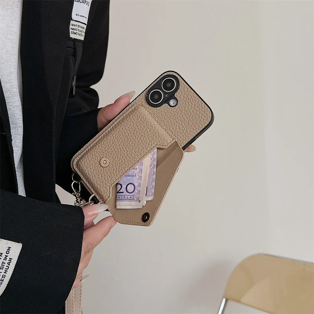 High Quality Crossbody Leather Phone Case For iPhone with Wallet Card Holder Cover, All Around Protection Case.