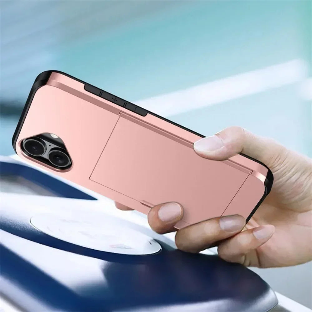 Premium iPhone Case Cover with Wallet Card Holder Slot, Shockproof Resistant Phone Case