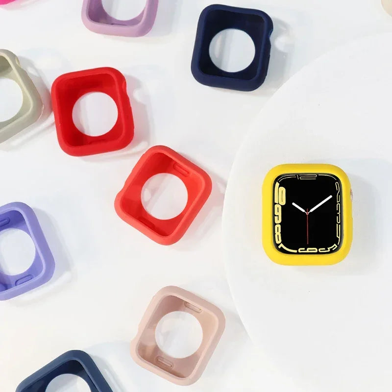 Premium Soft Silicone Case for Apple Watch 9 8 7 6 5, Series 44mm 40mm 41mm.
