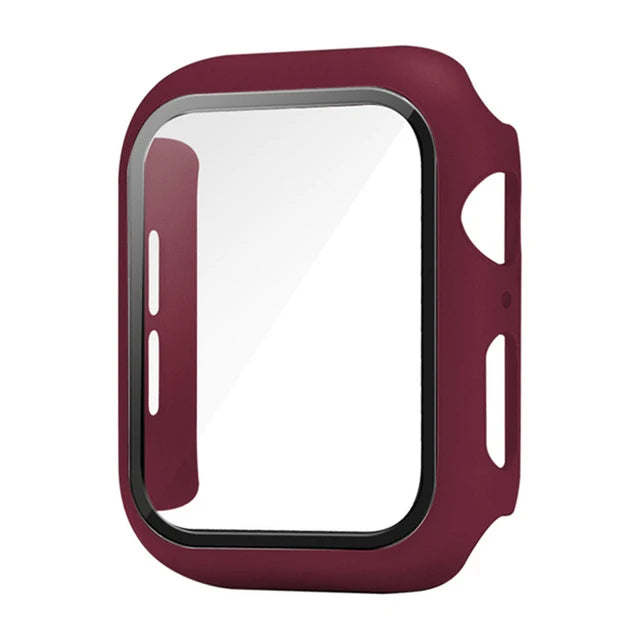 Premium Glass + Cover For Apple Watch series 9 8 7 6 SE 5, iWatch Screen Protector, 44mm 40mm 41mm 45mm 42mm 38mm