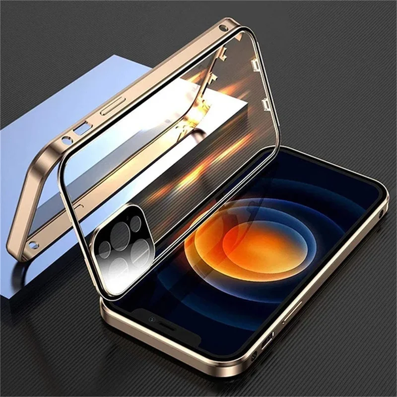 High Quality iPhone Case, 360°Protection, Magnetic Phone Case For iPhone, Double Sided Glass Cover, Camera Lens Protection