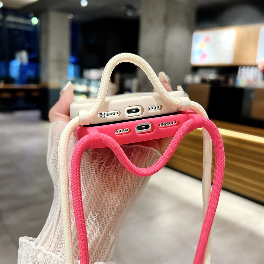 High Quality iPhone Case with Crossbody Adjustable Strap, Premium Silicone Case