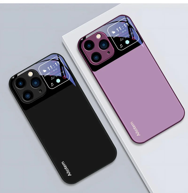 High Quality Black Tempered Glass Phone Case For iPhone, All Around Protection Phone Case, Unique Design