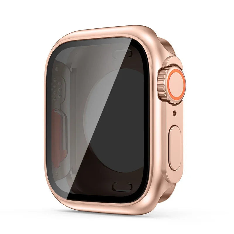 Premium Privacy Glass + Case for Apple Watch, 45mm 41mm 44mm 40mm, All Around Screen Protector, Waterproof Case for iWatch 8 7 6 5 4 SE 9.