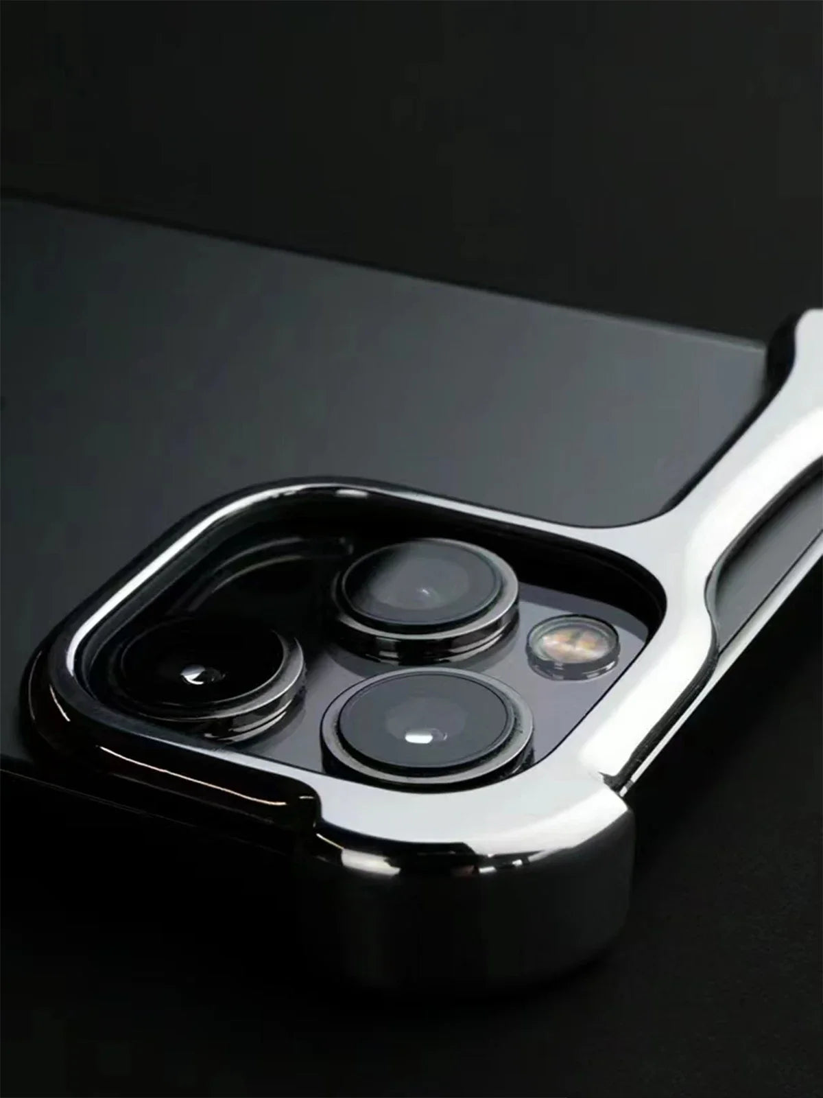 Luxury Aluminum Bumper Phone Case for iPhone with Camera Lens Film Protection, Metal Cover Case.