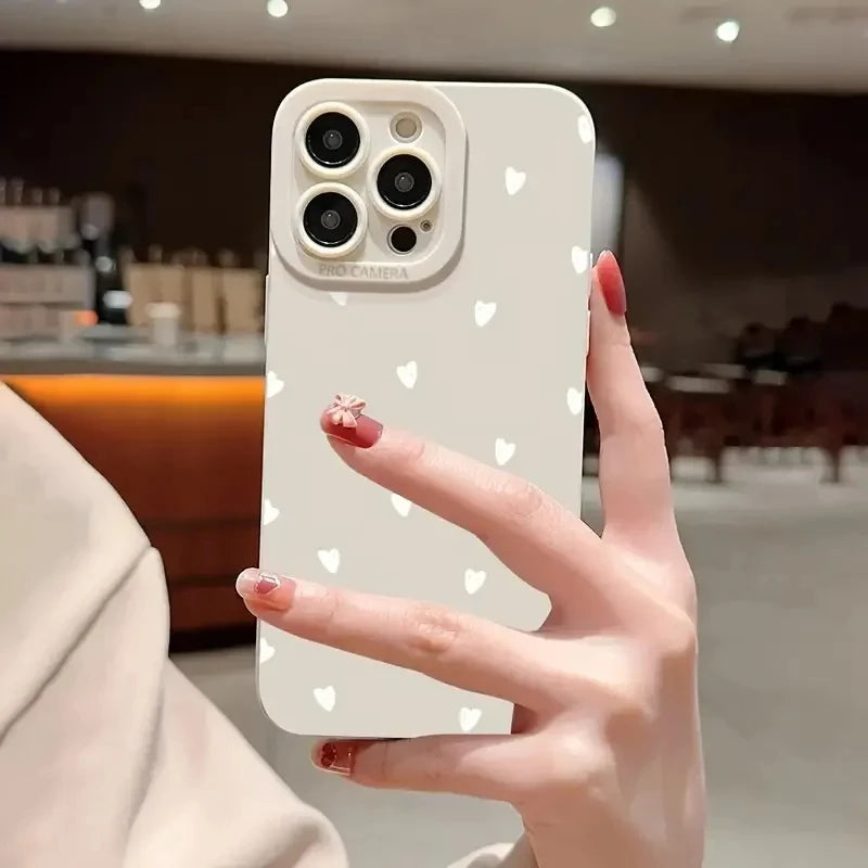 High Quality Silicone Case For iPhone, Cute Little Hearts Print, All Around Protection, Shock-proof Resistant and Anti-finger Print Phone Case