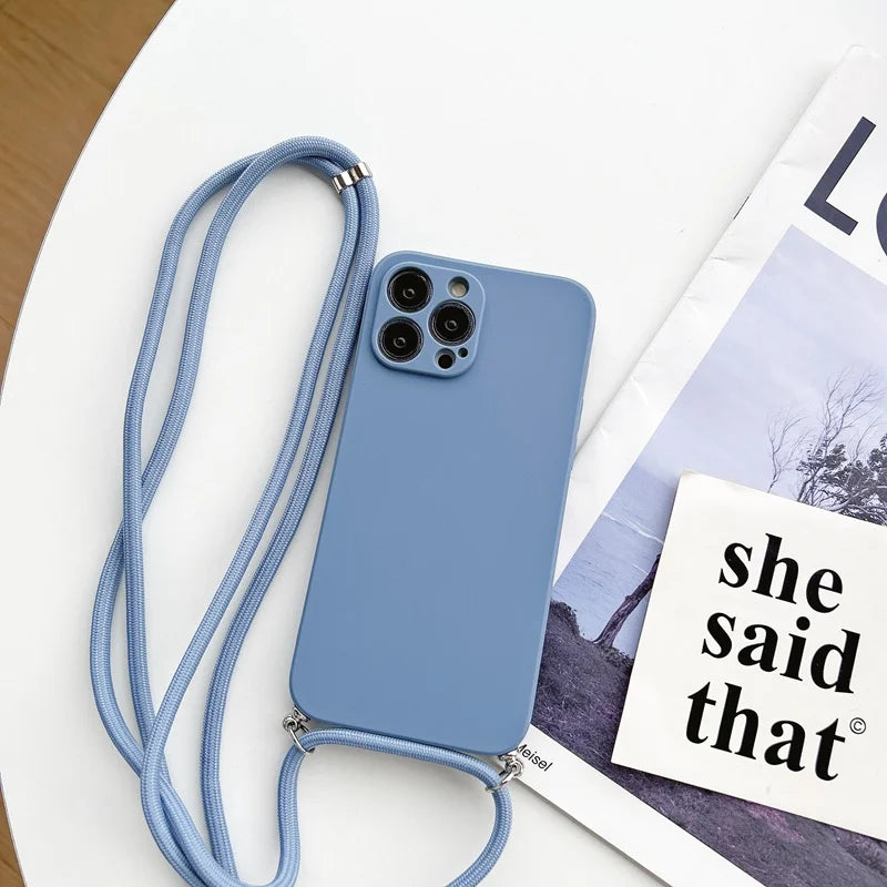 Premium Crossbody Silicone Case For iPhone, All Around Protection iPhone Case with Camera Lens Protection