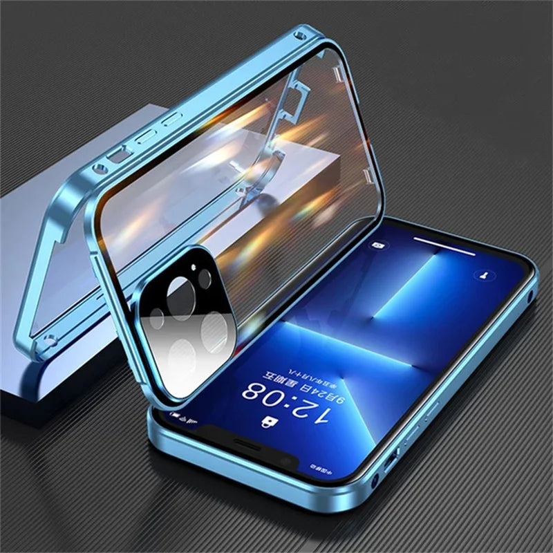 High Quality iPhone Case, 360°Protection, Magnetic Phone Case For iPhone, Double Sided Glass Cover, Camera Lens Protection