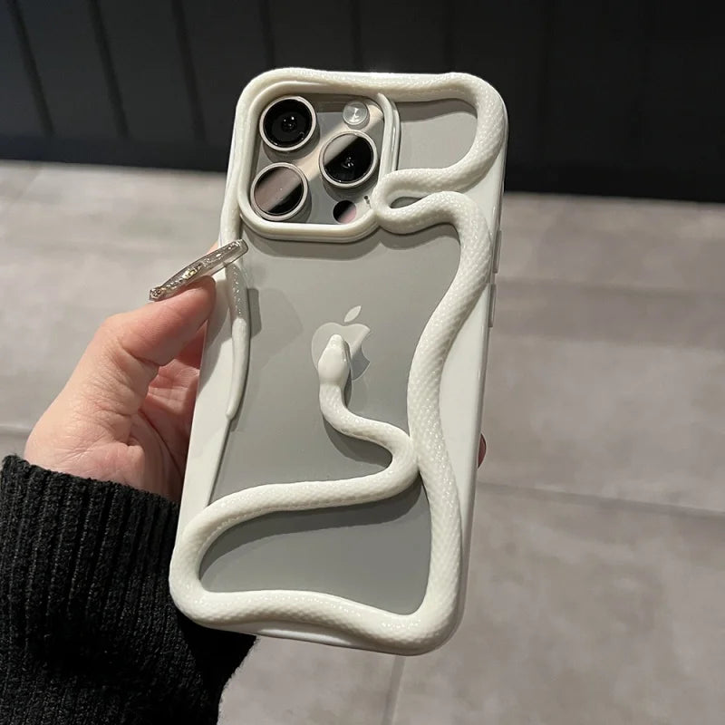 Luxury Plating 3D Snake Phone Case For iPhone, Fashion Creativity, Shockproof Cover, Unique Design