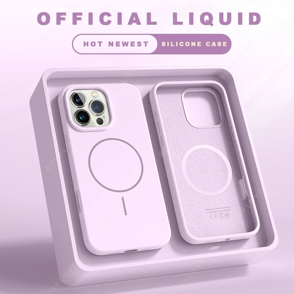High Quality Magnetic Phone Case For iPhone, Premium Silicone, MagSafe Case, Soft Cover Phone Case, Slim Design