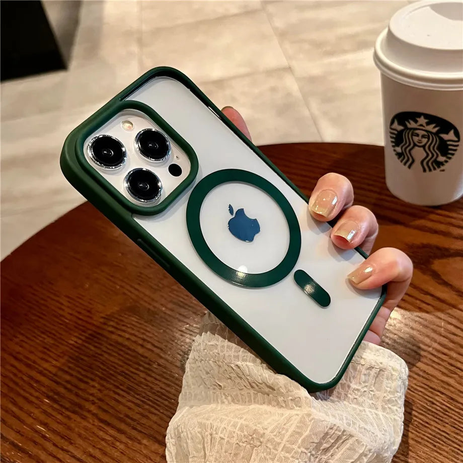 Luxury Magnetic and Wireless Charging Phone Case, Magsafe Case for iPhone, Shockproof and Soft Transparent Bumper Cover