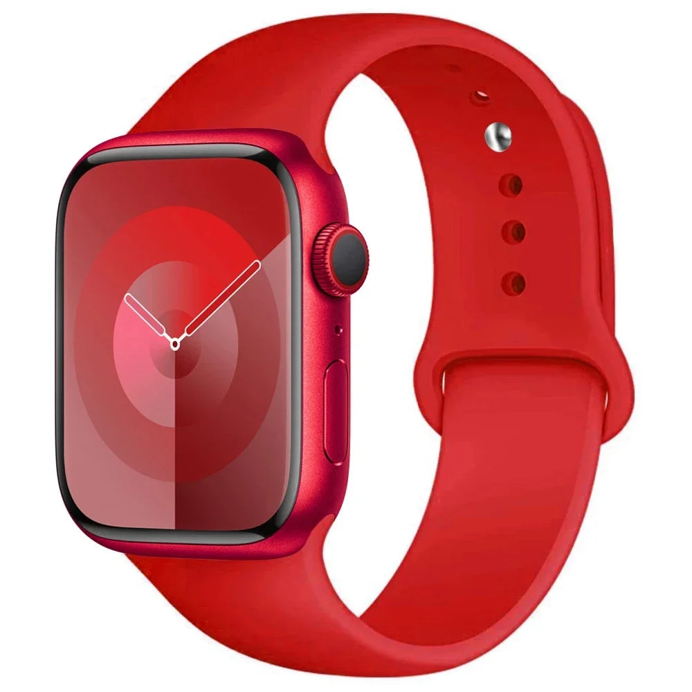High Quality Silicone Strap For Apple Watch, 44mm 45mm 40mm 41mm 42-38mm 45 mm and series 8 7 6 5 4 3 SE 9 Ultra 2 49mm