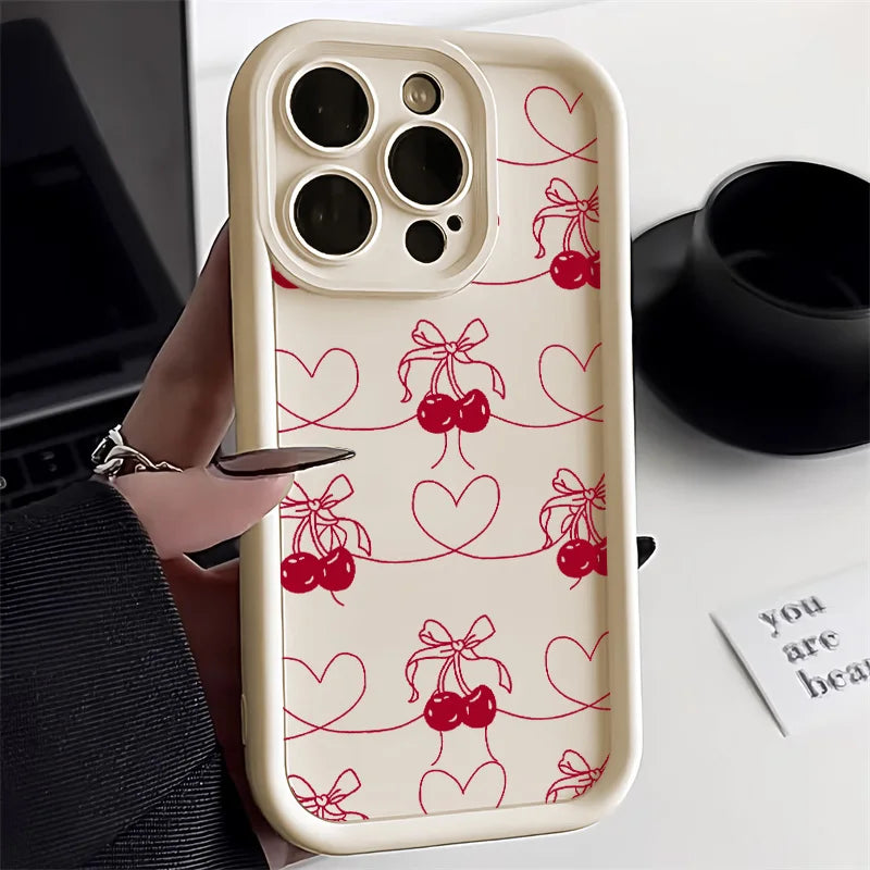 High Quality Silicone Case, Pink Bow Phone Case For iPhone, All Around Protection and Camera Lens Protection Phone Case