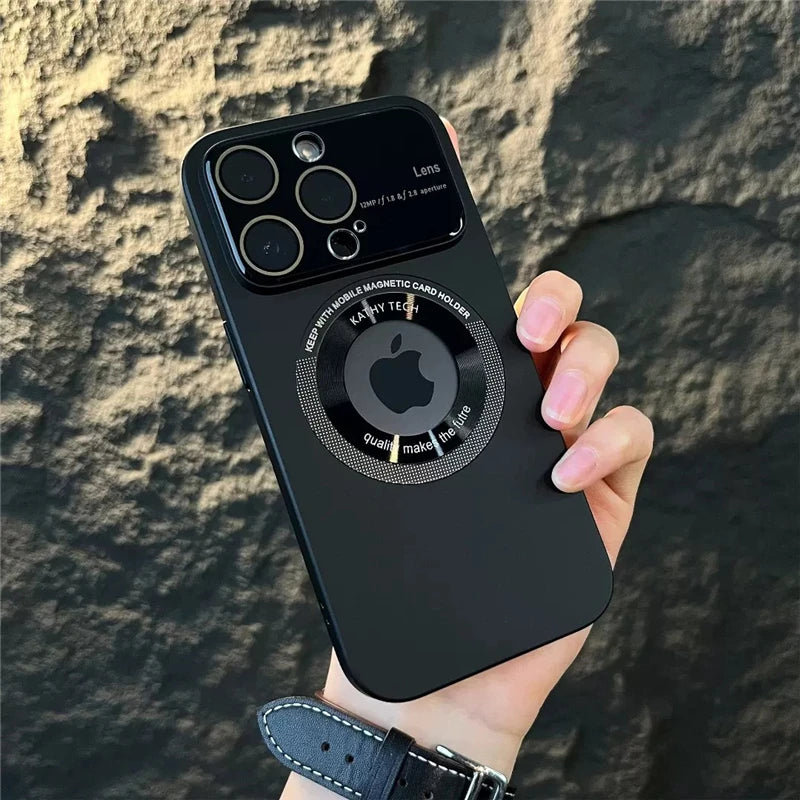 Luxury Ultra-Thin iPhone Case, Matte Frame Magnetic Case, Magsafe Case With Camera Lens Protection, Shockproof and Drop-Proof Glass Cover, Scratch Resistant Silicon Bumper