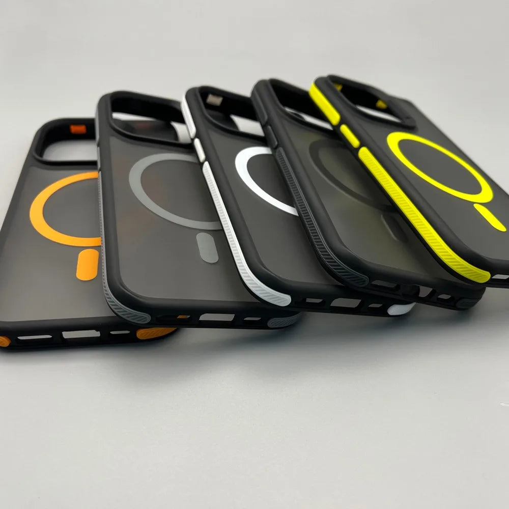 Luxury Magnetic and Magsafe Phone Case for iPhone, Translucent Material, Shockproof Case, Wireless and Magnetic Charging