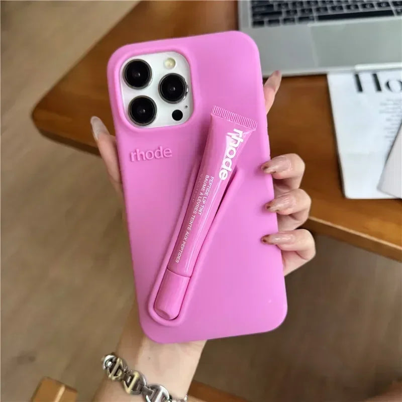 High Quality Silicone Case With Lipstick Portable Holder, Unique Design and Shock-proof Resistant Material