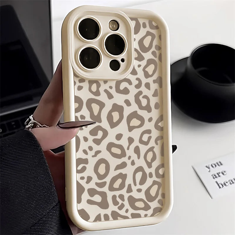 High Quality Leopard Print Phone Case For iPhone, Matte Silicone, Soft Cover, Anti-Scratch and Anti-fingerprint case.