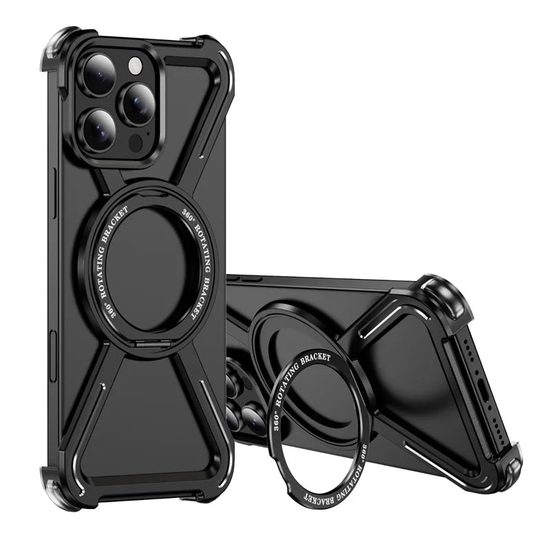 Military Armor Magnetic Phone Case For iPhone, Metal Ring Stand, Shockproof Protection Case, Unique Design