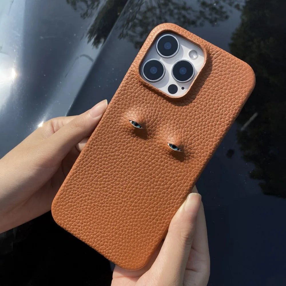 High Quality Leather for iPhone, Unique Eye Design, Full Back Cover Phone Case, Shock-proof Resistant and Anti-fingerprint Leather