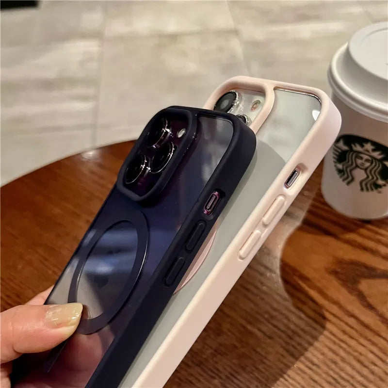 Luxury Magnetic and Wireless Charging Phone Case, Magsafe Case for iPhone, Shockproof and Soft Transparent Bumper Cover