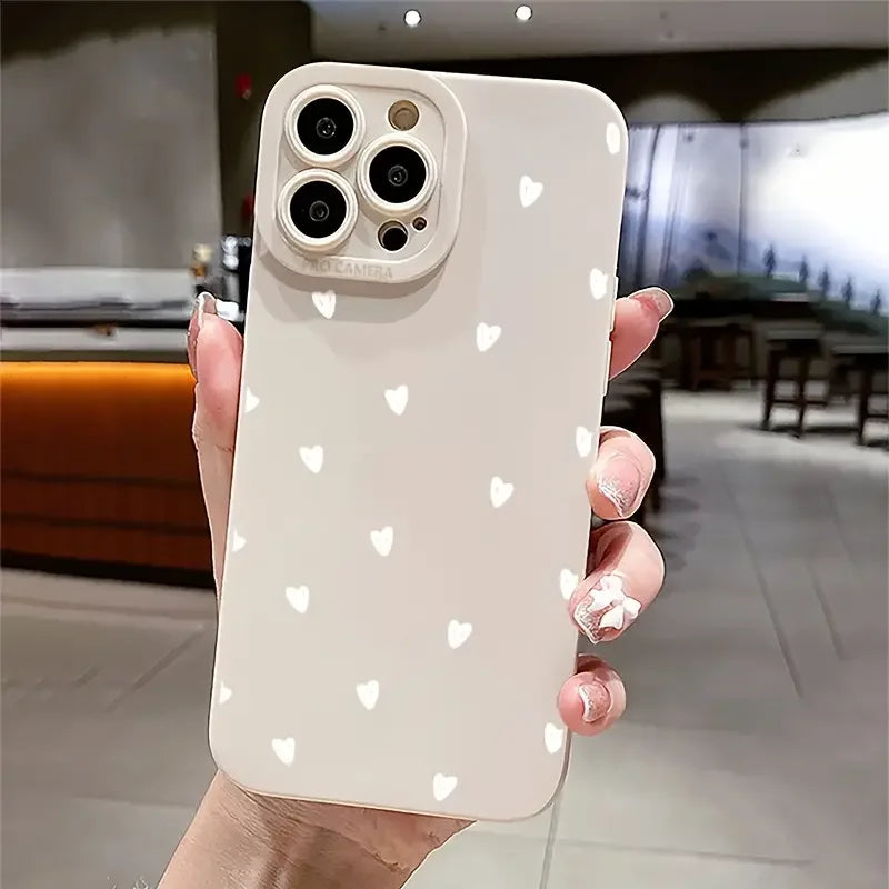 High Quality Silicone Case For iPhone, Cute Little Hearts Print, All Around Protection, Shock-proof Resistant and Anti-finger Print Phone Case