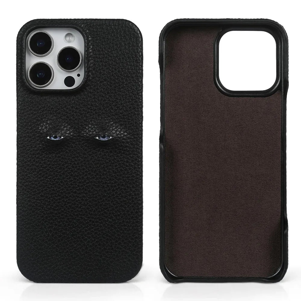 High Quality Leather for iPhone, Unique Eye Design, Full Back Cover Phone Case, Shock-proof Resistant and Anti-fingerprint Leather