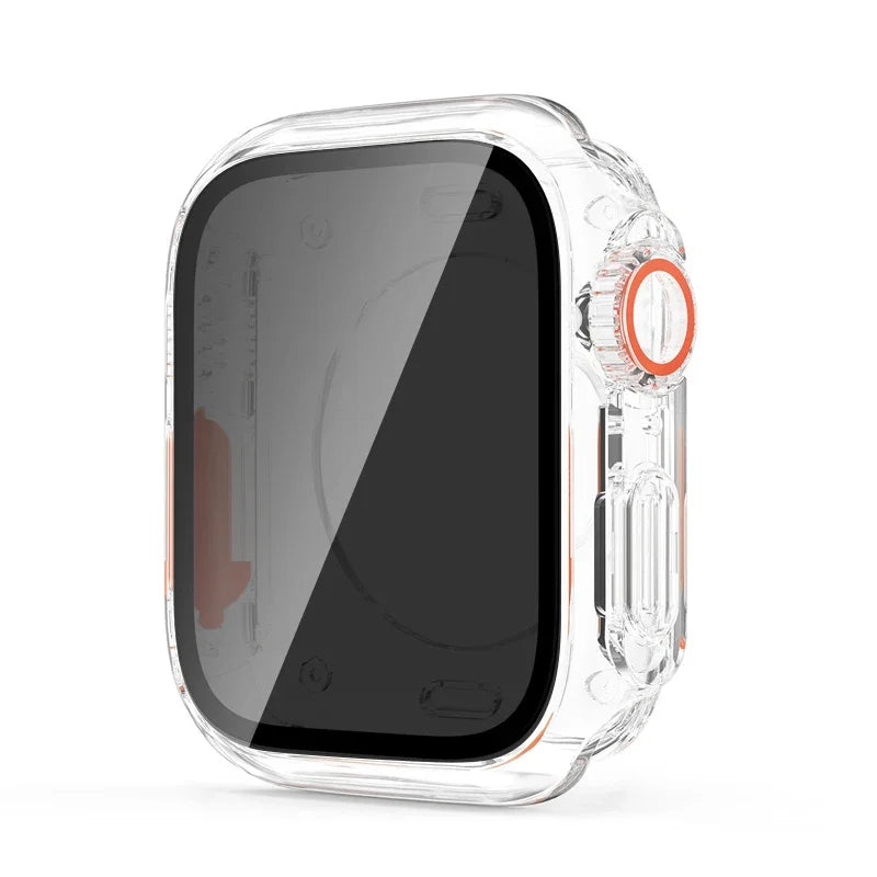 Premium Privacy Glass + Case for Apple Watch, 45mm 41mm 44mm 40mm, All Around Screen Protector, Waterproof Case for iWatch 8 7 6 5 4 SE 9.
