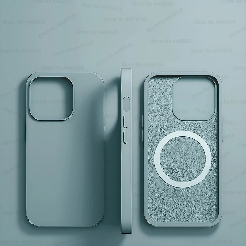 Premium Silicone iPhone Case with Wireless Charging and Magnetic Case for MagSafe, Soft Cover Phone Case, Shockproof Resistant.