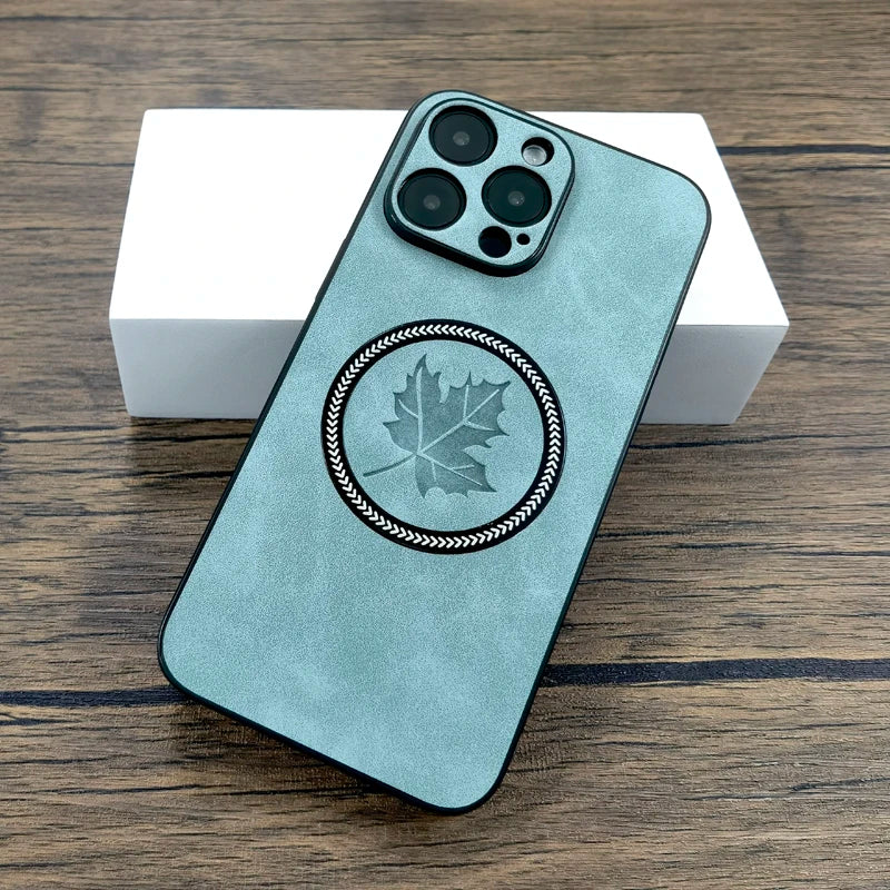 Luxury Leather Case For iPhone, For MagSafe Charging, Full Cover and Camera Lens Protection