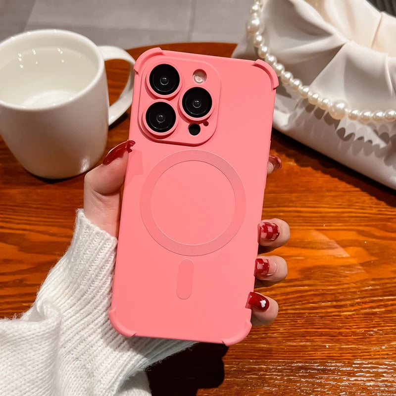 Luxury iPhone Case with Magsafe and Wireless Charging, Soft Camera Lens Protection, Shockproof and Anti-fingerprint Cover