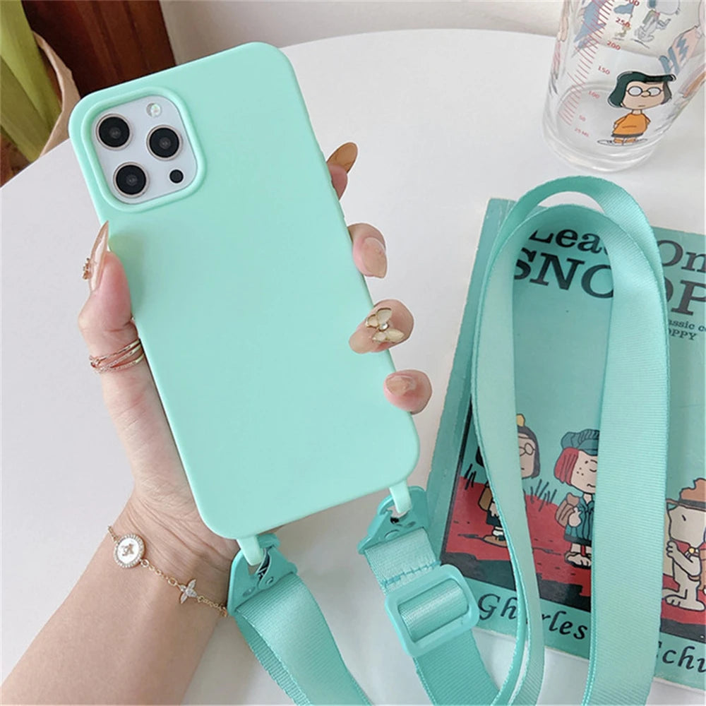 High Quality Silicone Case with Crossbody Strap, Shockproof Cover, Slim Design, Shockproof Resistant Case