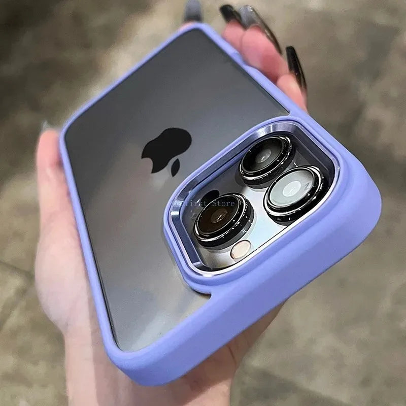 High Quality Transparent Silicone Phone Case for iPhone, Metal Frame Case, Shockproof Bumper Cover