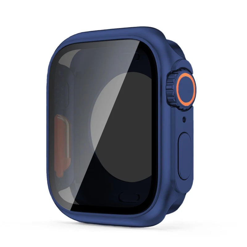 Premium Privacy Glass + Case for Apple Watch, 45mm 41mm 44mm 40mm, All Around Screen Protector, Waterproof Case for iWatch 8 7 6 5 4 SE 9.