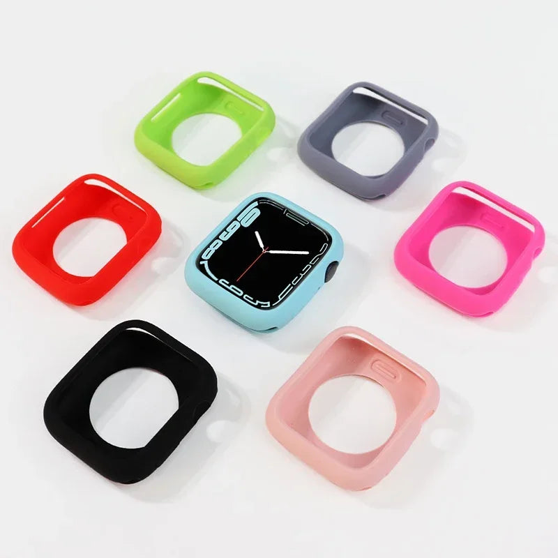 Premium Soft Silicone Case for Apple Watch 9 8 7 6 5, Series 44mm 40mm 41mm.