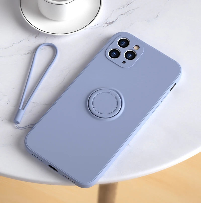 Luxury Silicone Case For iPhone With Ring