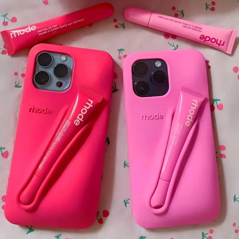 High Quality Soft Silicone Phone Case with Portable Lipstick Holder, Unique Design and Color, High Quality Cover and Premium Material