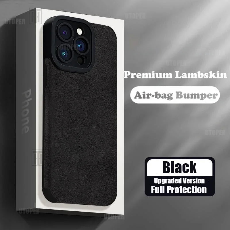 Premium Lambskin Leather iPhone Case, Shockproof Resistant Phone Case For iPhone, All Around Protection Phone Case